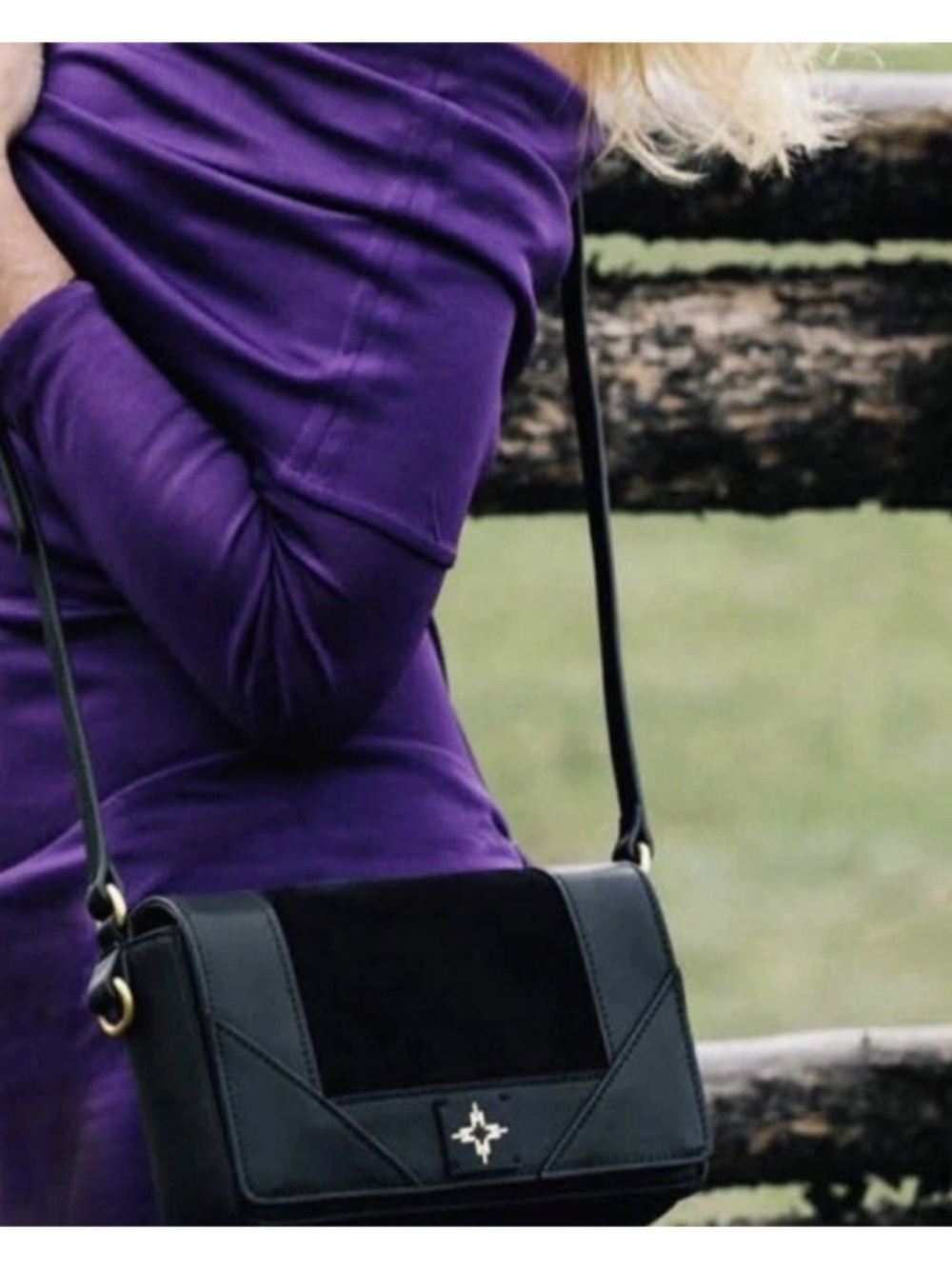 India Hicks Dressage Black Crossbody Shoulder Bag, New without Tags